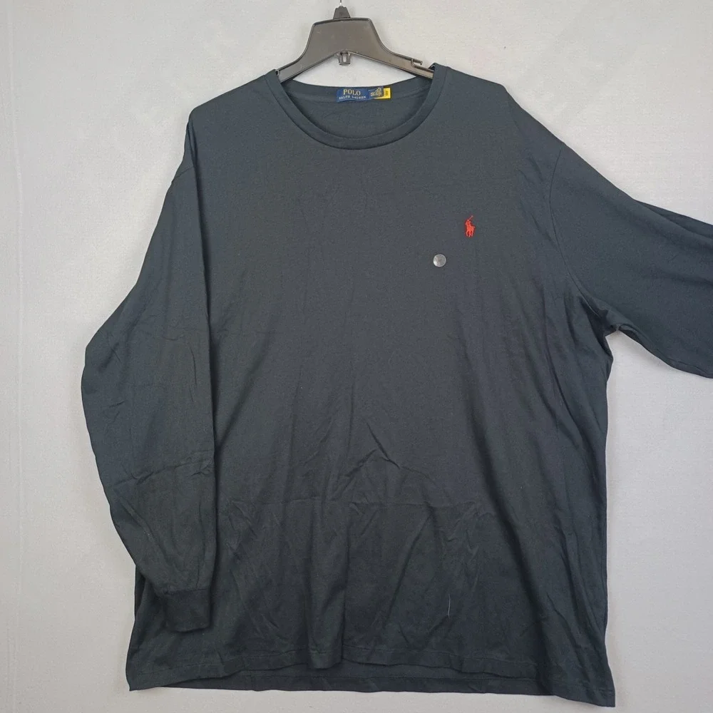 Polo Ralph Lauren Men's 4XLT Big Tall Long Sleeve Shirt Black Graphic Tee NWOT